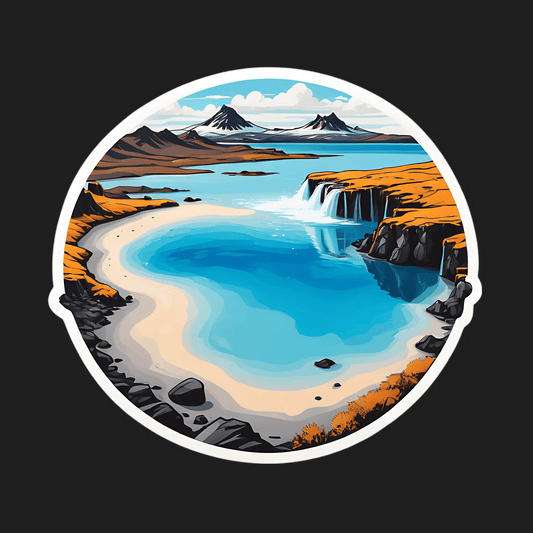 Scenic Waterfall Sticker - Island Landscape - Heat Press Transfer