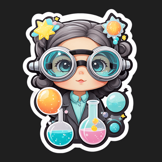 Science Girl Sticker - Colorful Lab Theme - Heat Press Transfer
