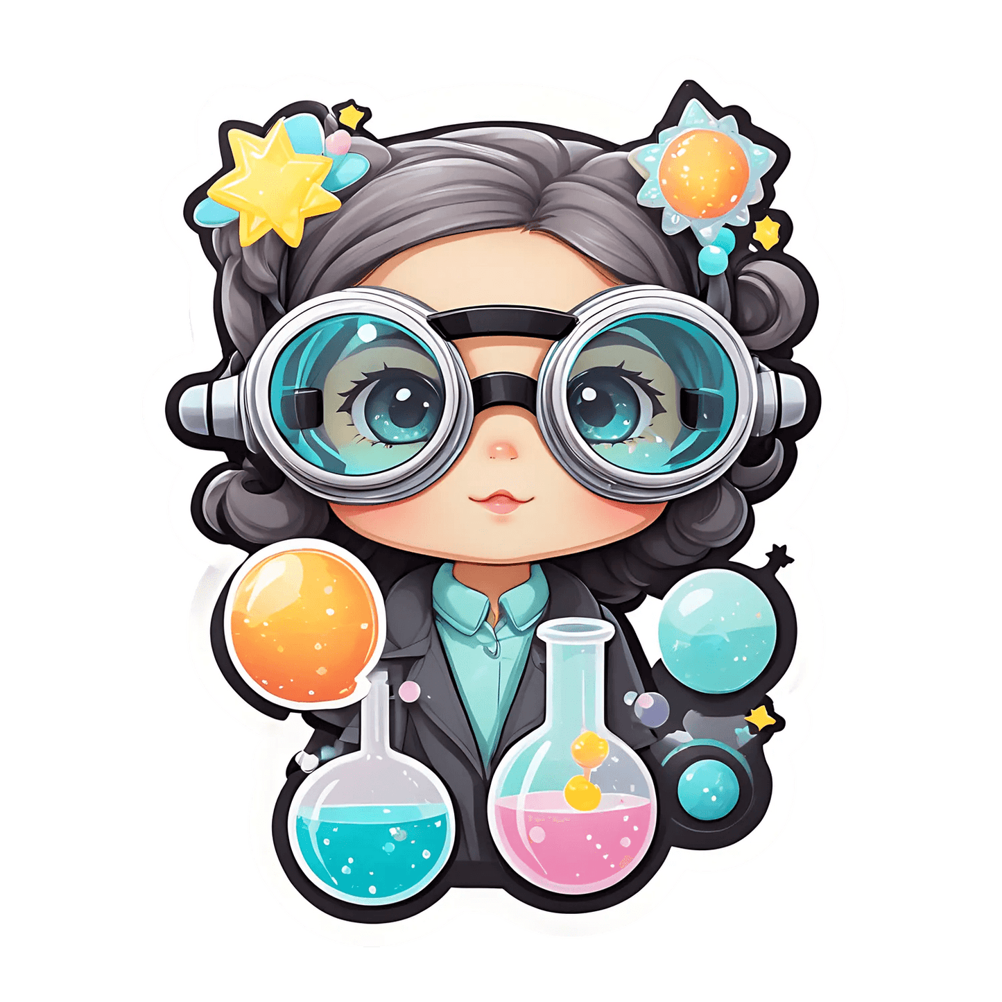 Science Girl Sticker - Colorful Lab Theme - Heat Press Transfer