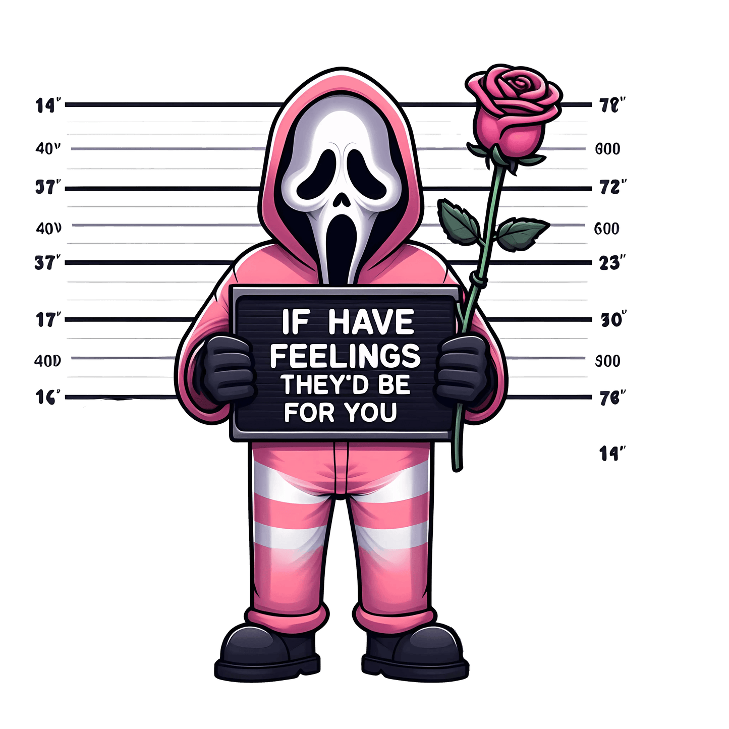 Scream Ghostface If I Feelings They'd Be For You Valentine's Day Design - DTF Ready To Press - Heat Press Transfer