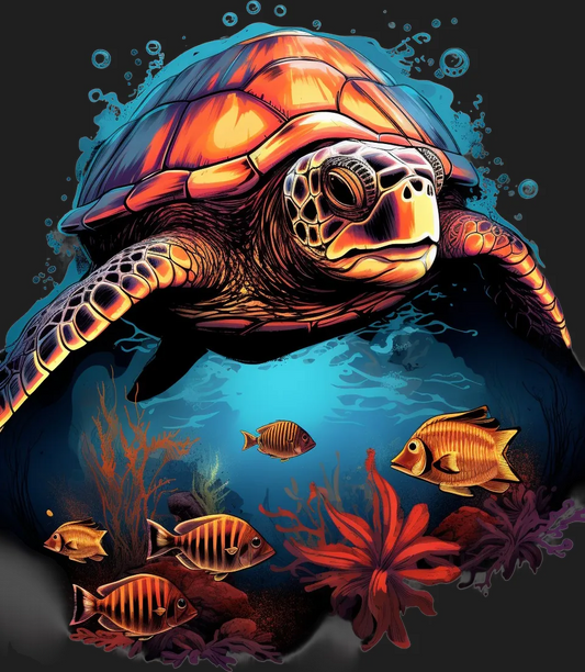 Sea Turtle Ocean - DTF Ready to Press - Heat Press Transfer