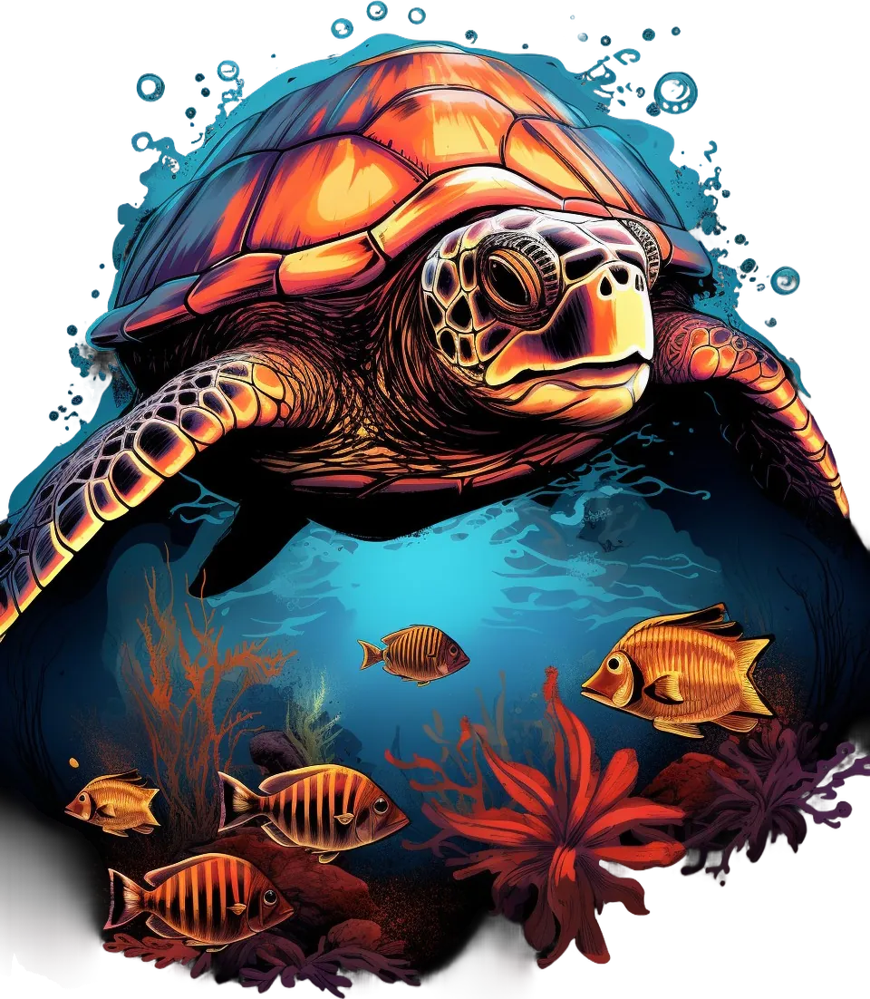 Sea Turtle Ocean - DTF Ready to Press - Heat Press Transfer