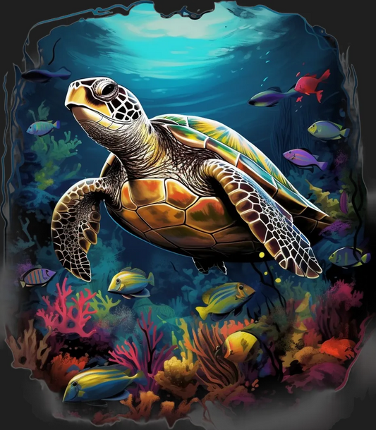 Sea Turtle Ocean Scene - DTF Ready to Press - Heat Press Transfer