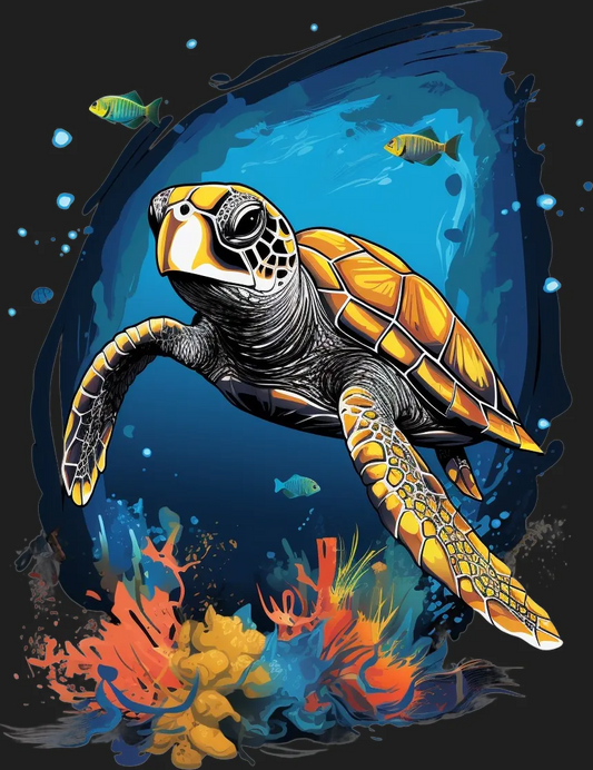 Sea Turtle Oceanscape - DTF Ready to Press - Heat Press Transfer