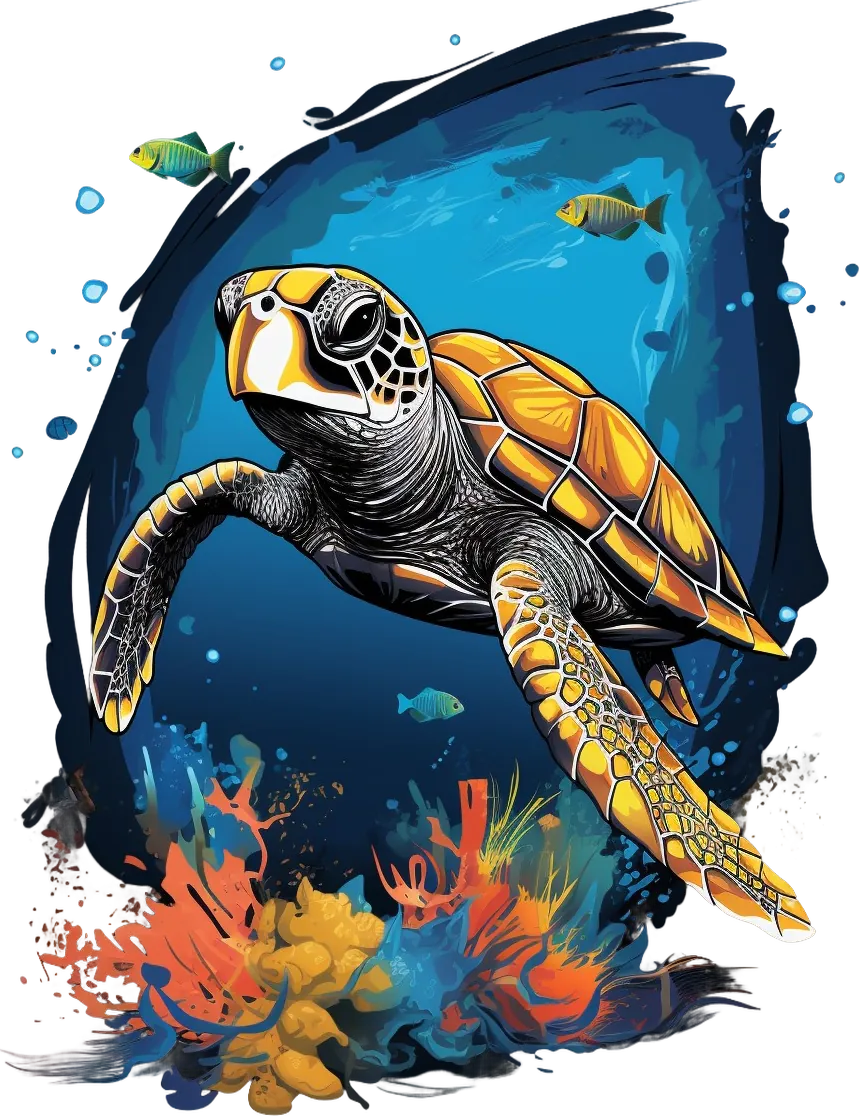 Sea Turtle Oceanscape - DTF Ready to Press - Heat Press Transfer