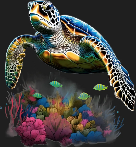 Sea Turtle Scene - DTF Ready to Press - Heat Press Transfer