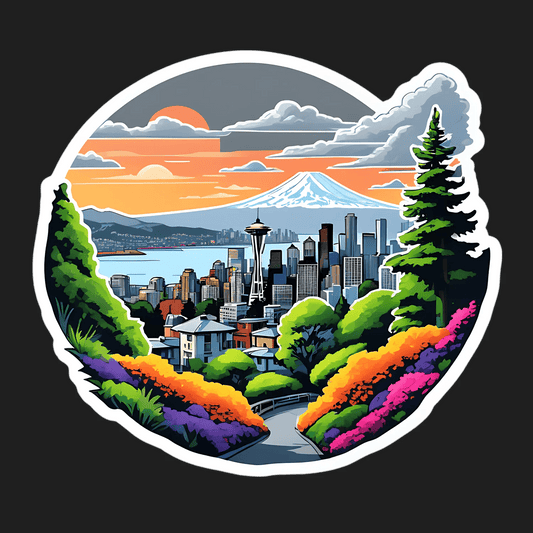 Seattle Skyline Sticker - Vibrant UV Design - Heat Press Transfer