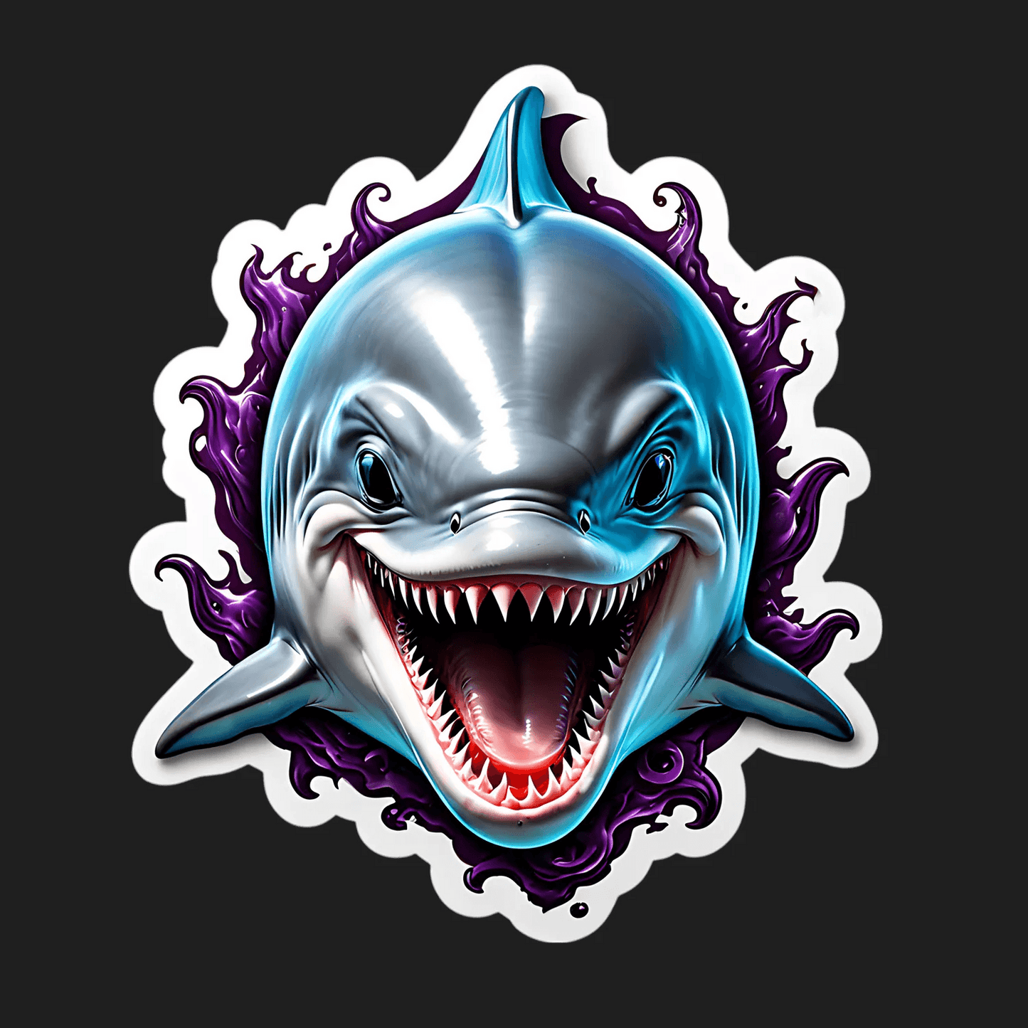 Shark Smile - UV DTF Sticker - Heat Press Transfer