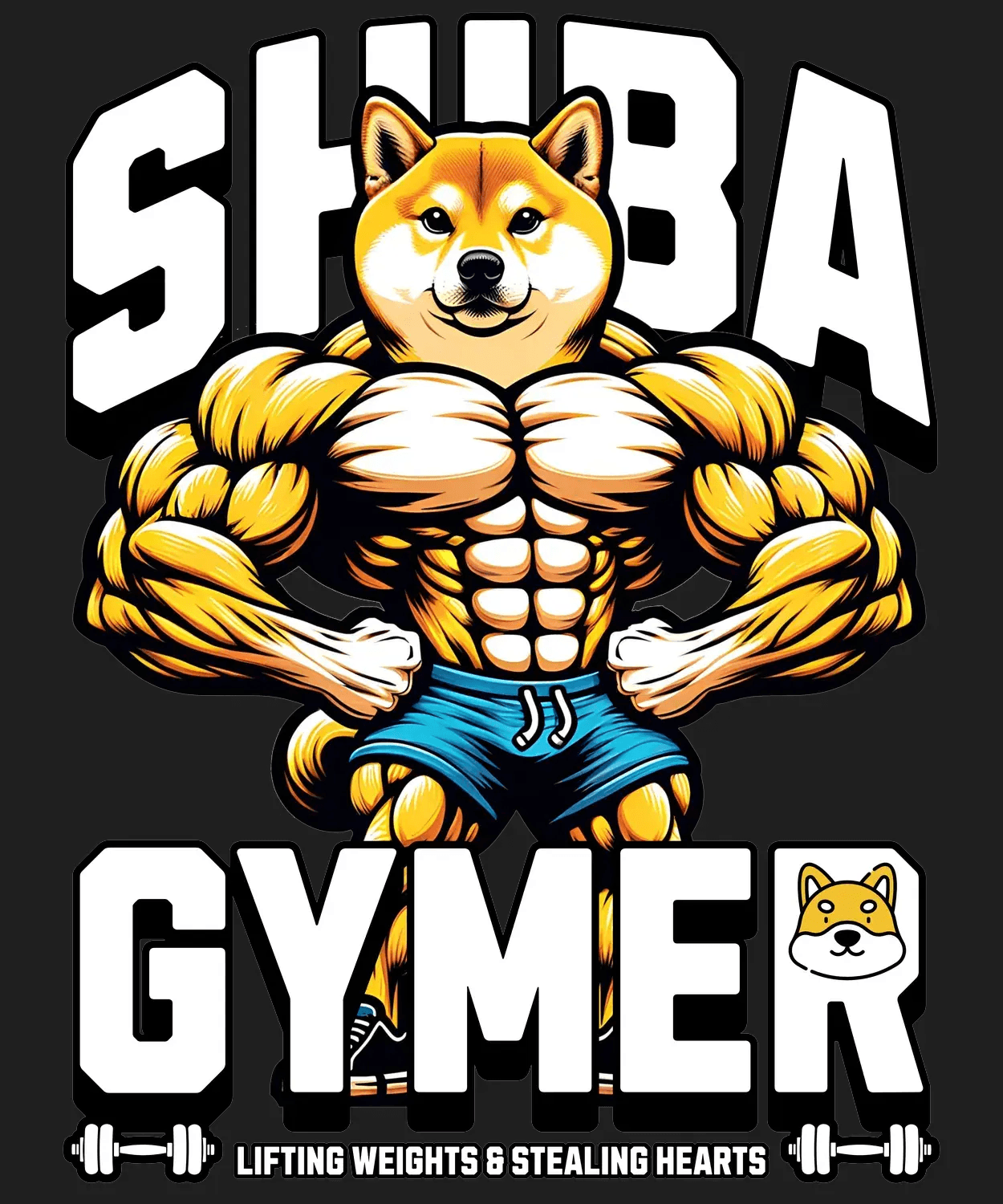 Shiba Gymer DTF Ready to Press (black_bg)