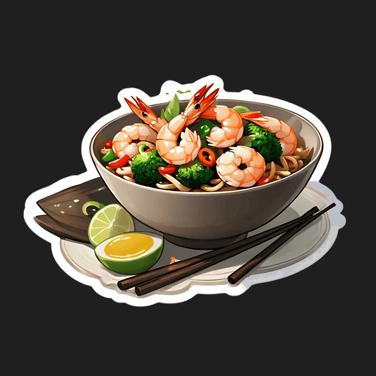 Shrimp Noodle Bowl - Sticker - Heat Press Transfer