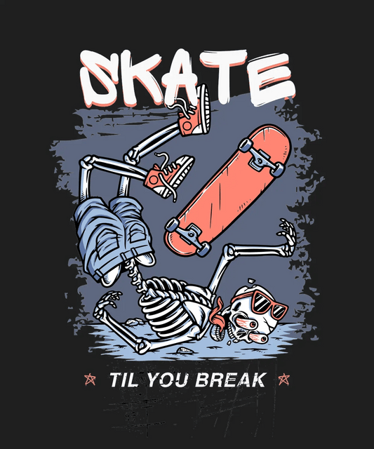 Skate Skeleton - DTF Ready to Press - Heat Press Transfer