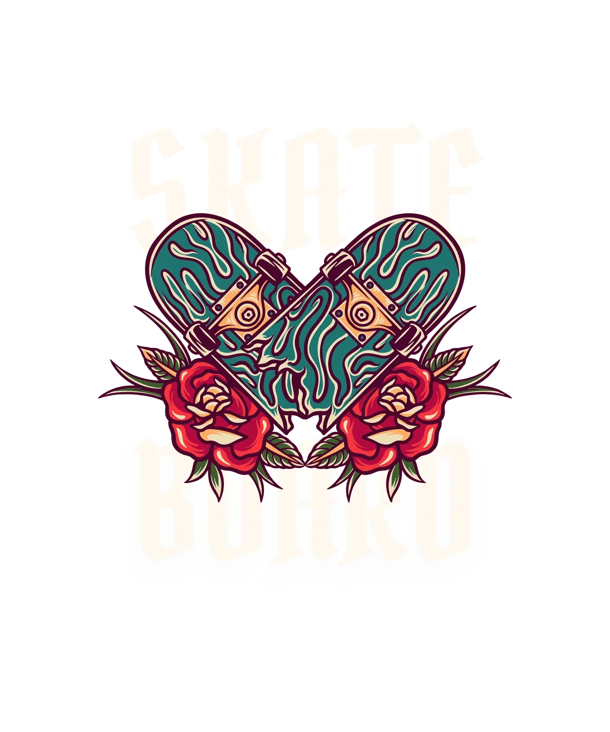 Skateboard Floral - DTF Ready to Press (original)