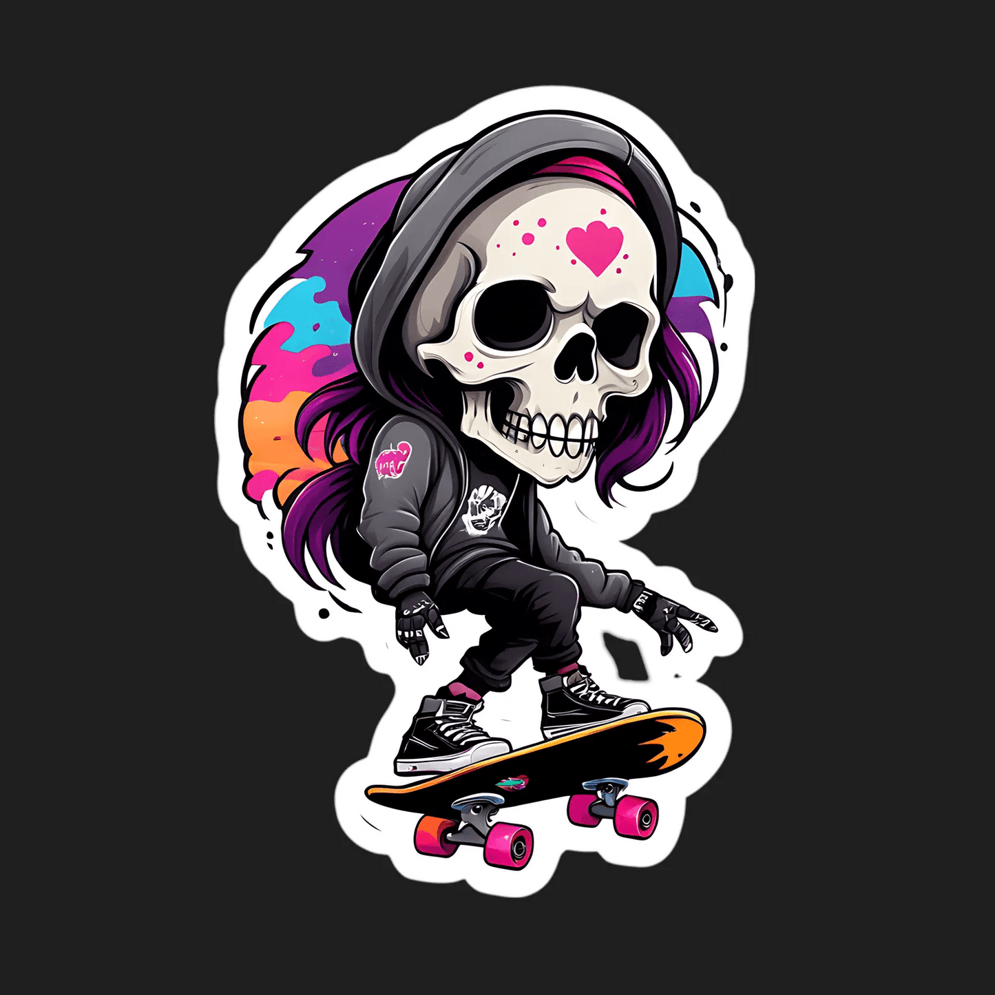 Skateboard Skull - UV DTF Sticker - Heat Press Transfer