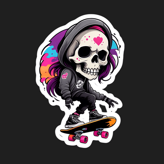 Skateboard Skull - UV DTF Sticker - Heat Press Transfer