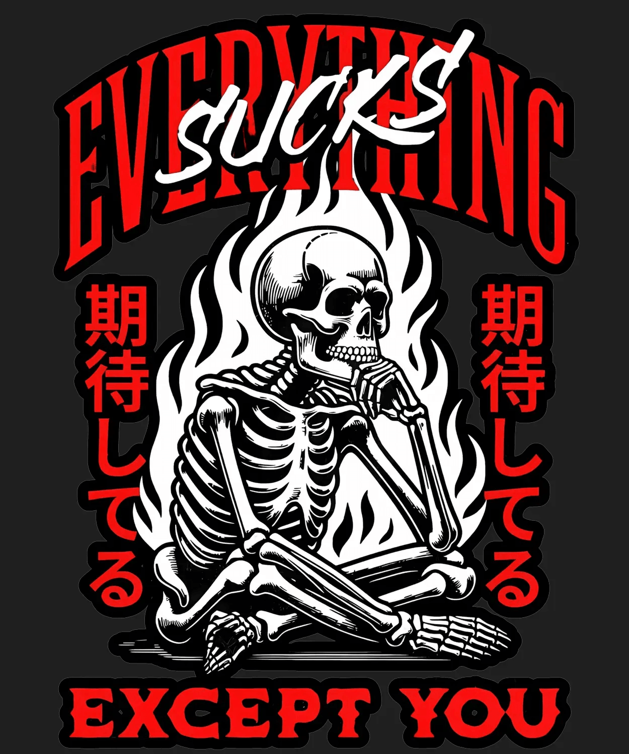 Skeleton Flame - DTF Ready to Press (black_bg)