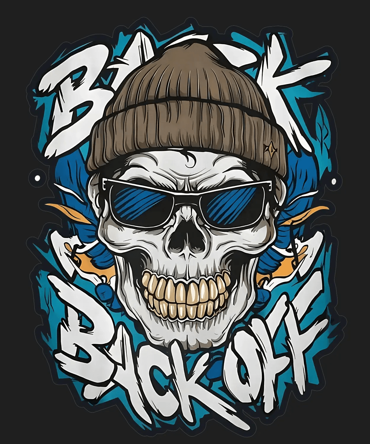 Skull Back Off - DTF Ready to Press (black_bg)