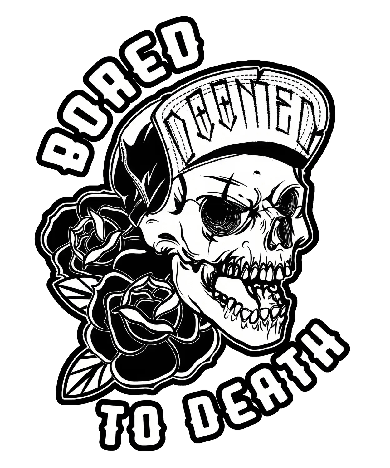 Skull Cap Rose - DTF Ready to Press - Heat Press Transfer