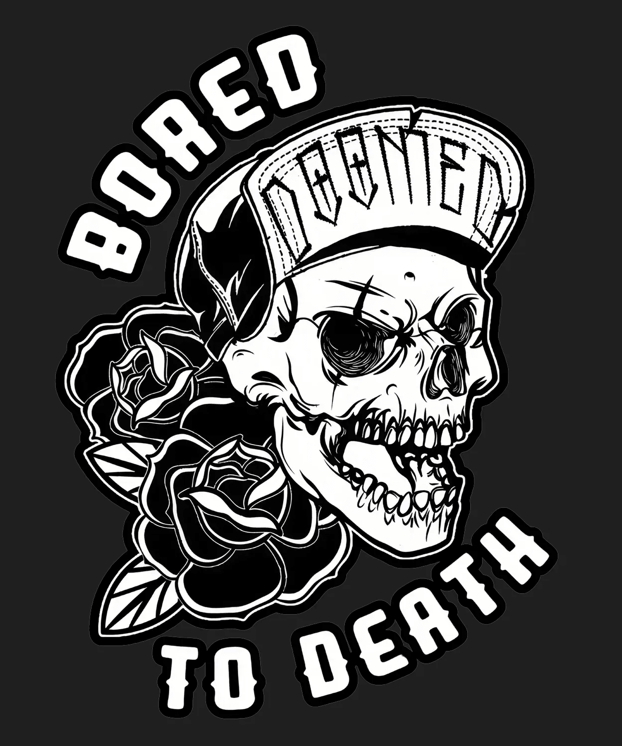 Skull Cap Rose - DTF Ready to Press - Heat Press Transfer