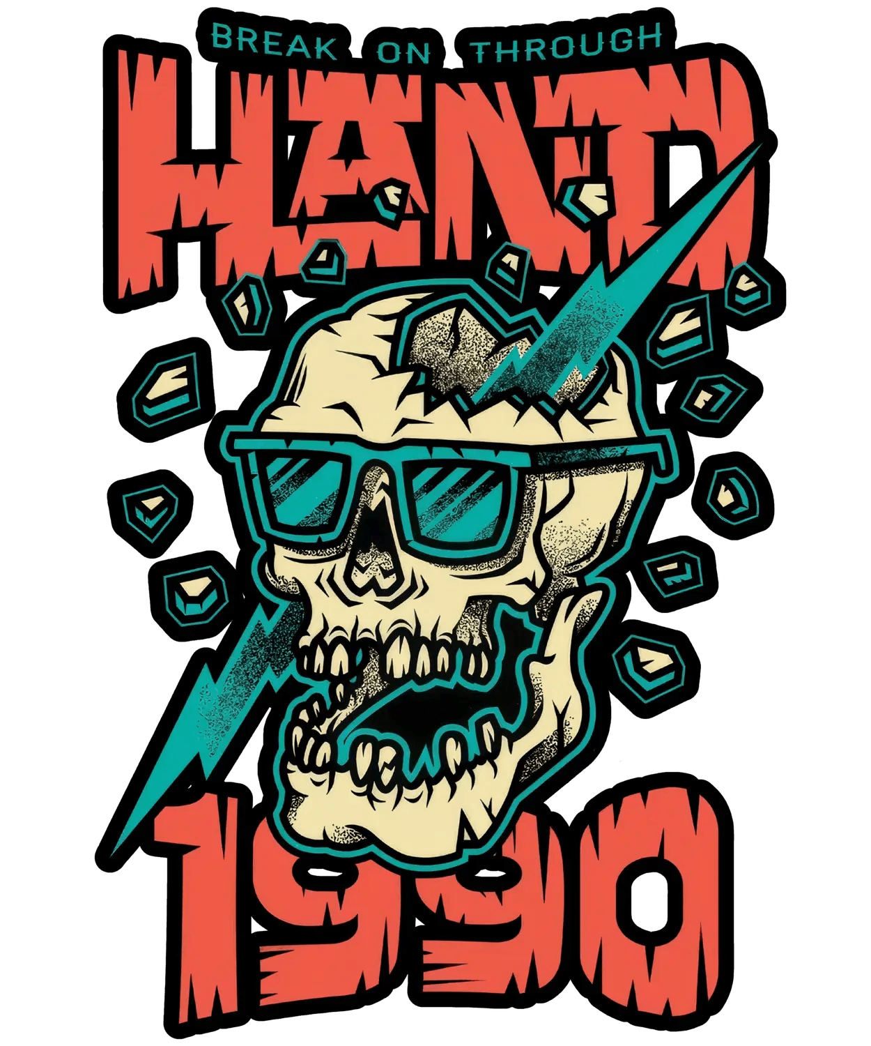 Skull Design 1990 - DTF Ready to Press (original)
