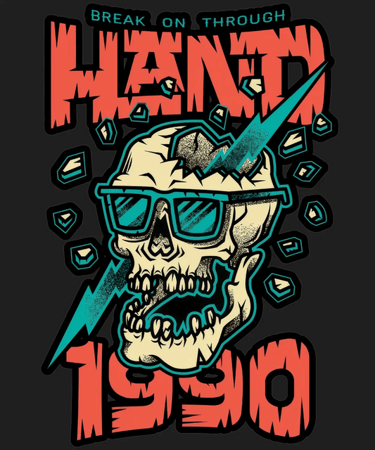 Skull Design 1990 - DTF Ready to Press - Heat Press Transfer