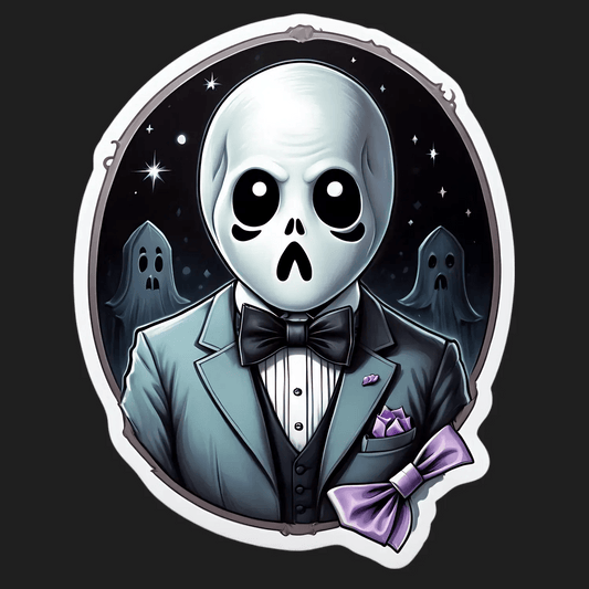 Skull Gentleman - Spooky Sticker - Heat Press Transfer
