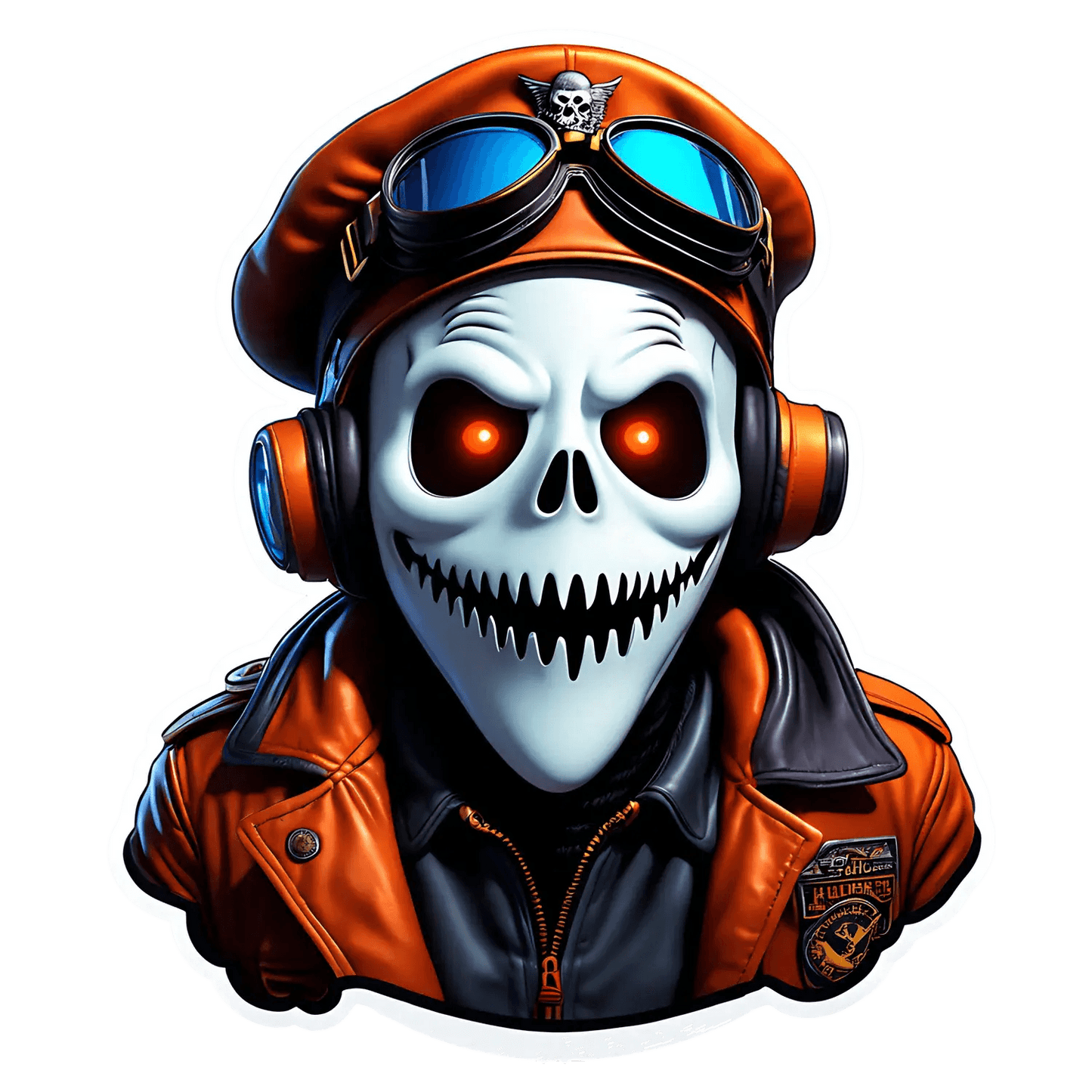 Skull Pilot Sticker - UV DTF Trendy Image - Heat Press Transfer
