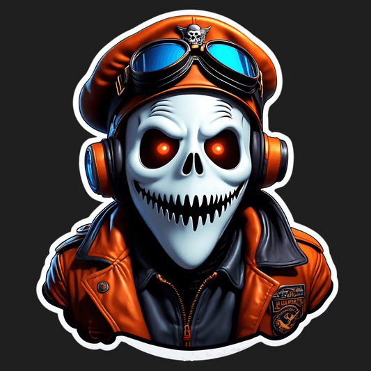 Skull Pilot Sticker - UV DTF Trendy Image - Heat Press Transfer