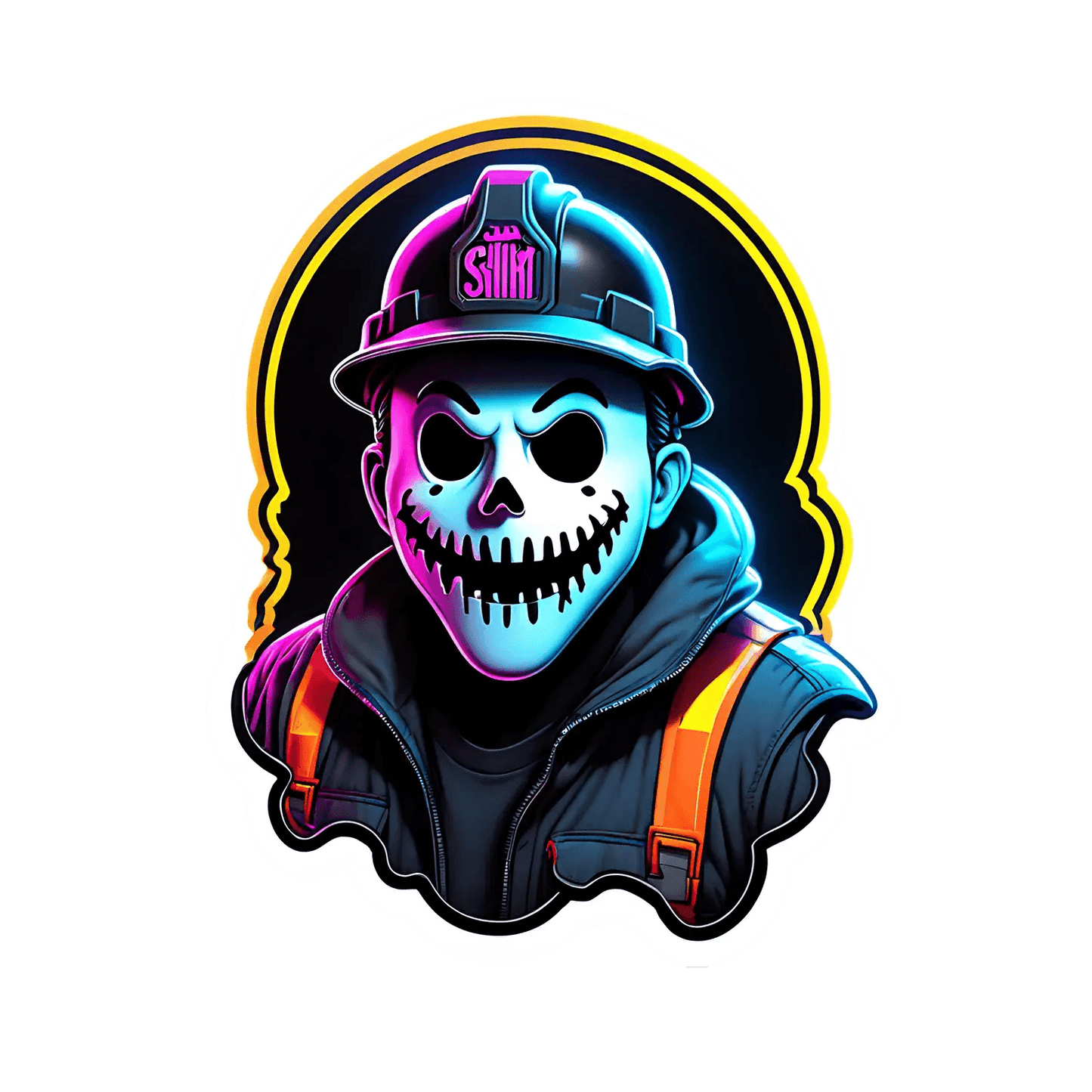 Skull Sticker with Shiny Cap - Glowing Graphics - Heat Press Transfer