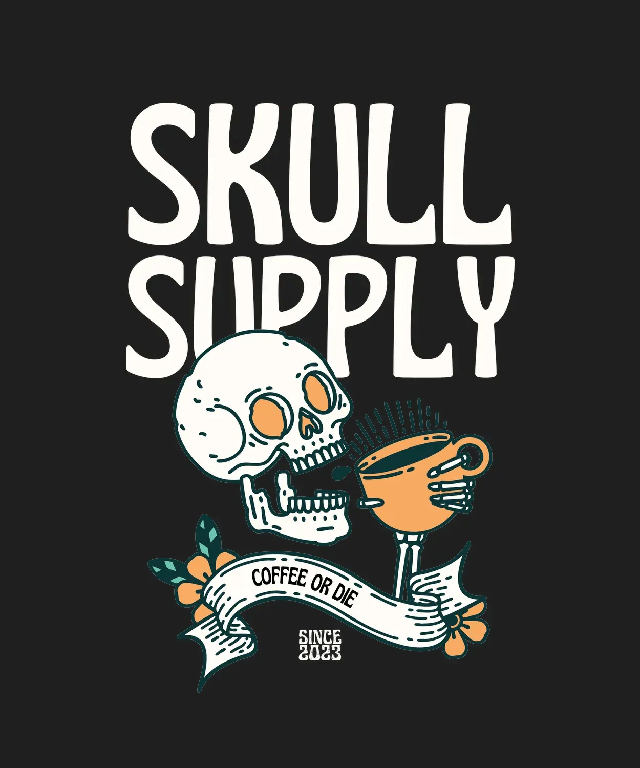 Skull Supply Coffee - DTF Ready to Press (black_bg)