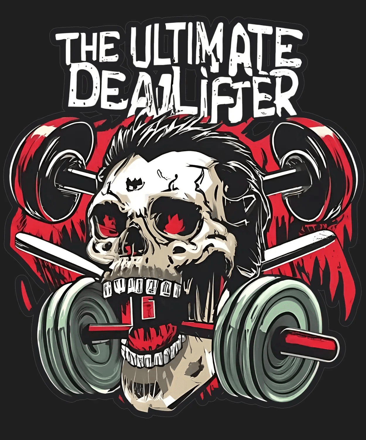 Skull Weightlifter - DTF Ready to Press (black_bg)