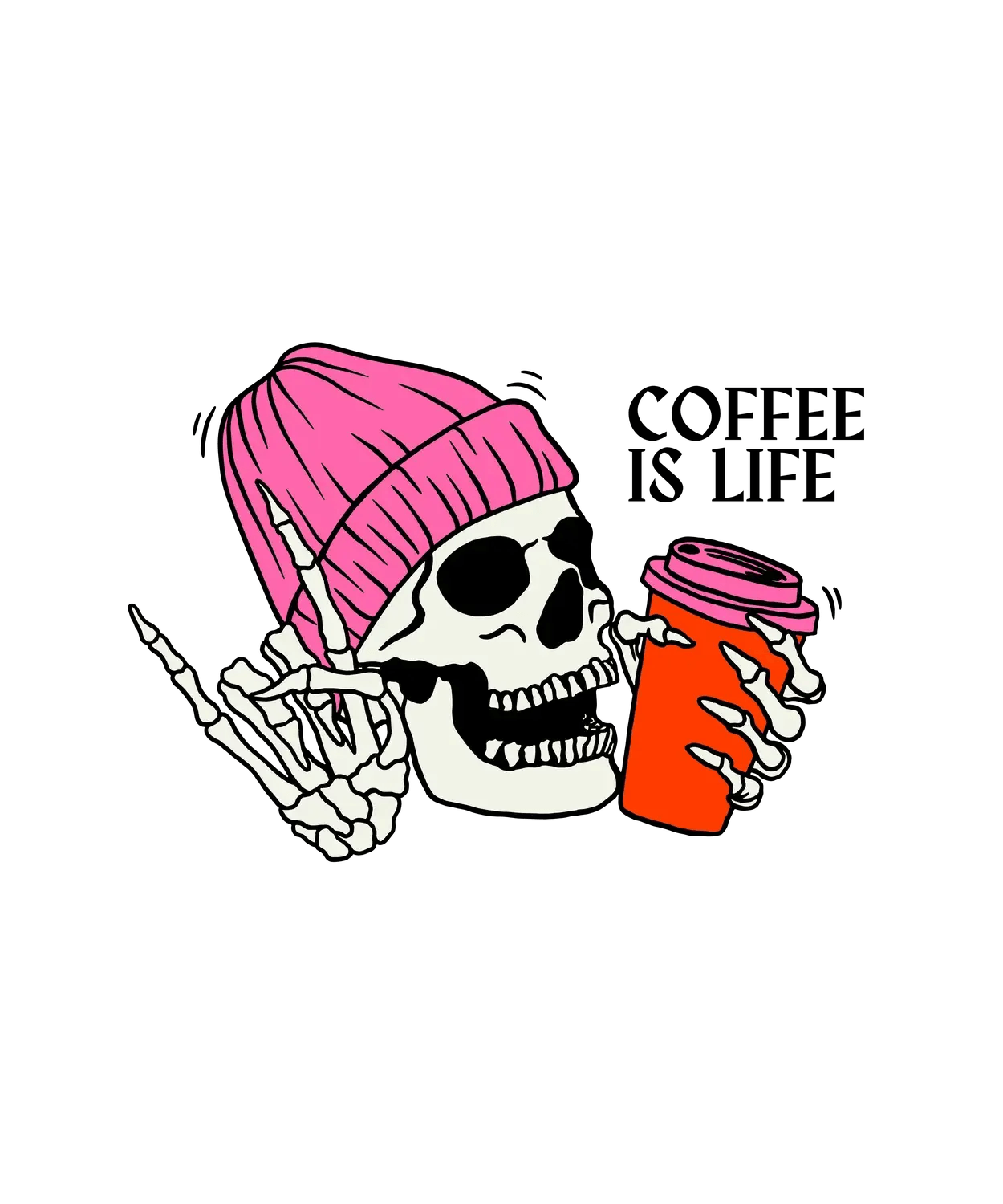 Skull with Coffee - DTF Ready to Press (original)