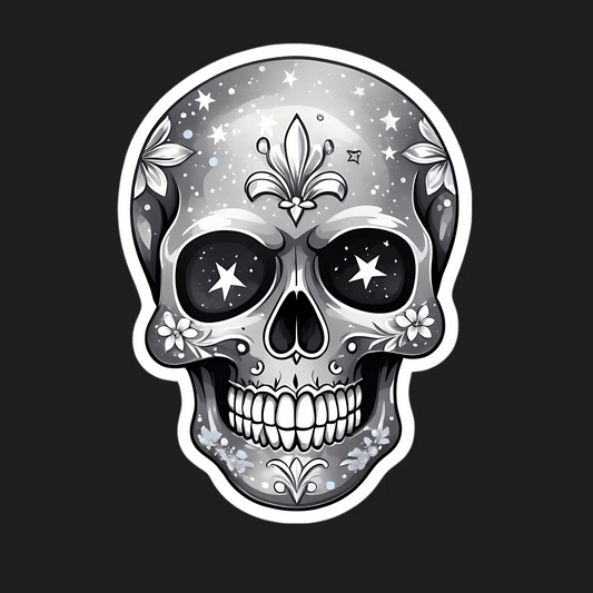 Skull Artwork UV Sticker - Elegant Design - Heat Press Transfer