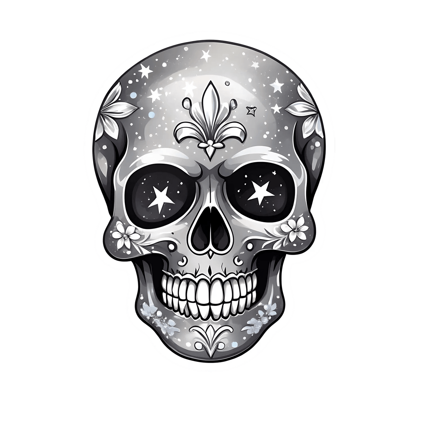 Skull Artwork UV Sticker - Elegant Design - Heat Press Transfer