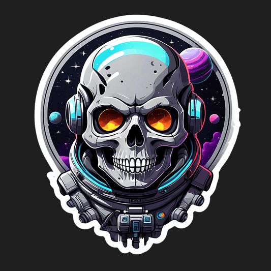 Skull Astronaut - Futuristic Sticker - Heat Press Transfer