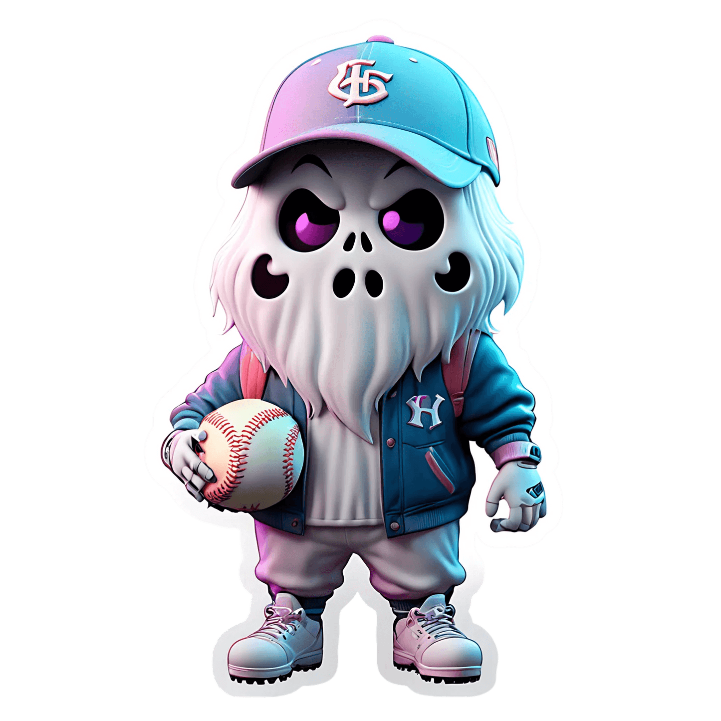 Skull Baseball Cap - Cool Sticker - Heat Press Transfer