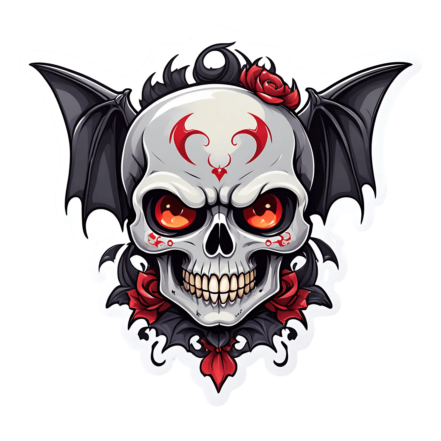 Skull Bat Sticker - UV DTF Sticker - Heat Press Transfer
