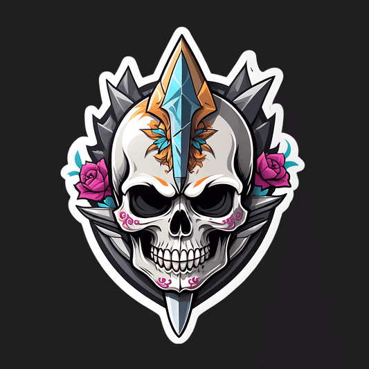 Skull Crystal Sticker - Vibrant Gothic Decor - Heat Press Transfer