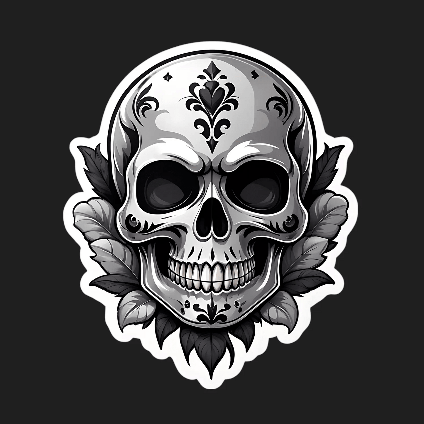 Skull Decorative - Gothic Sticker - Heat Press Transfer