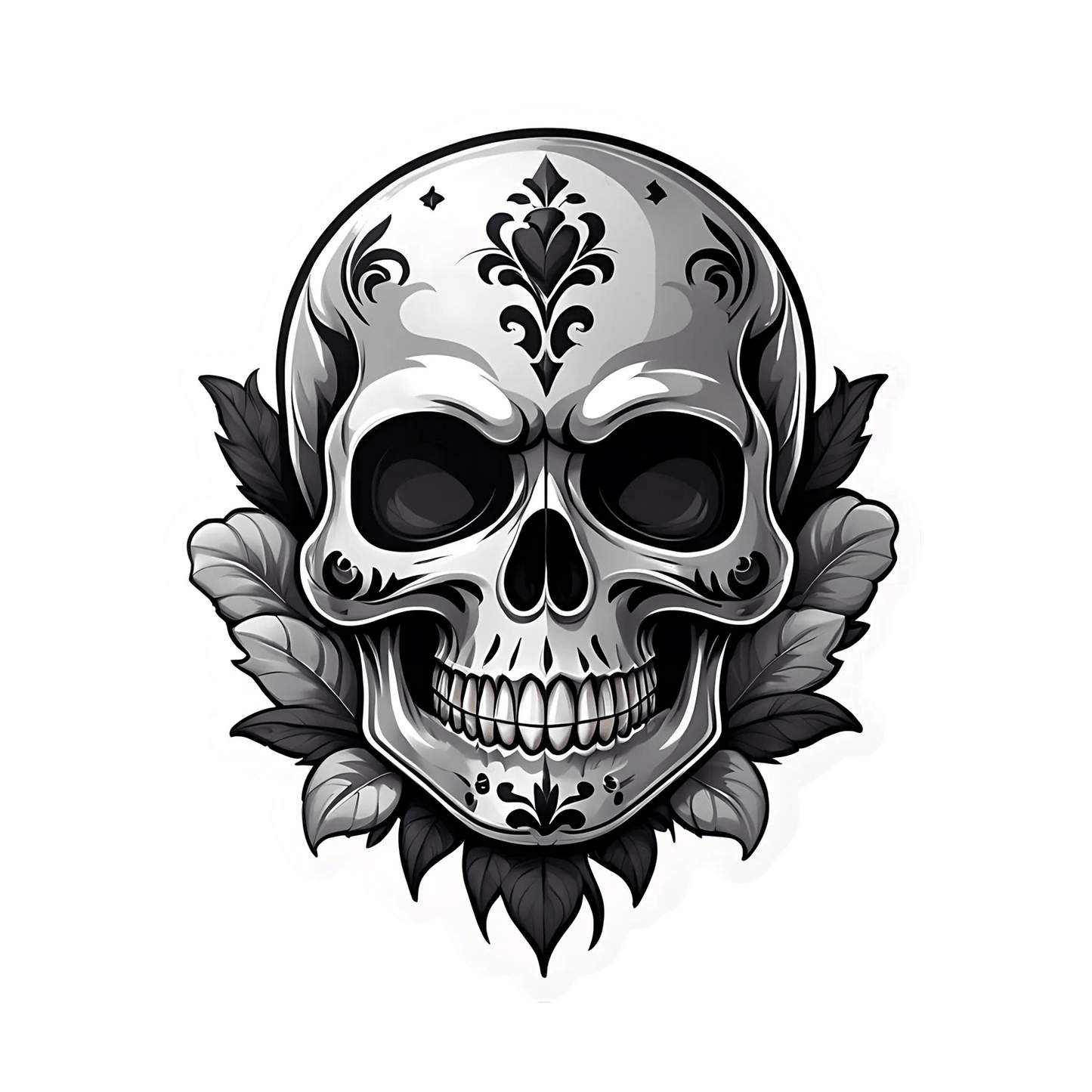 Skull Decorative - Gothic Sticker - Heat Press Transfer
