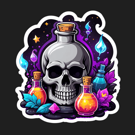 Skull Elixir Sticker - Magical Fantasy Decal - Heat Press Transfer