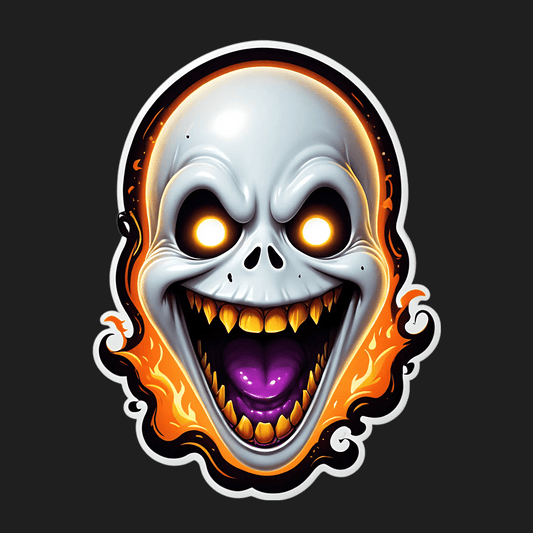 Skull Flames Sticker - Eye-Catching Decor - Heat Press Transfer
