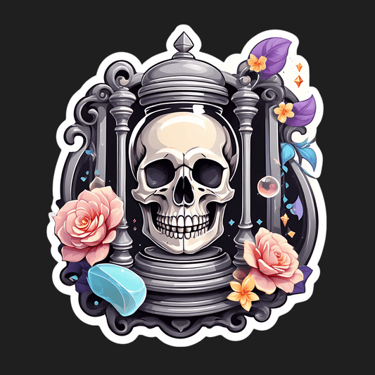Skull Floral Gothic - UV Sticker - Heat Press Transfer