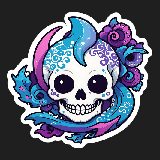 Skull Floral Stickers - Vibrant UV Decor - Heat Press Transfer