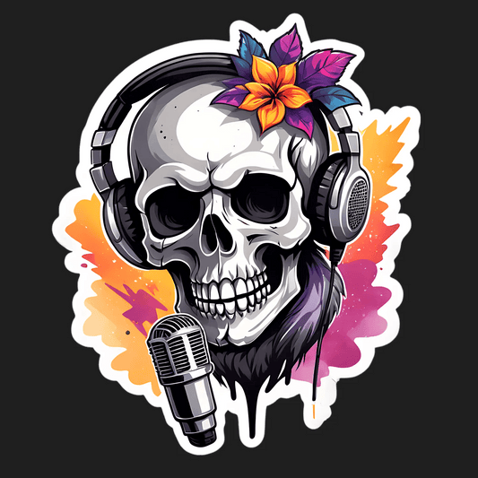Skull Headphones - Colorful Sticker - Heat Press Transfer