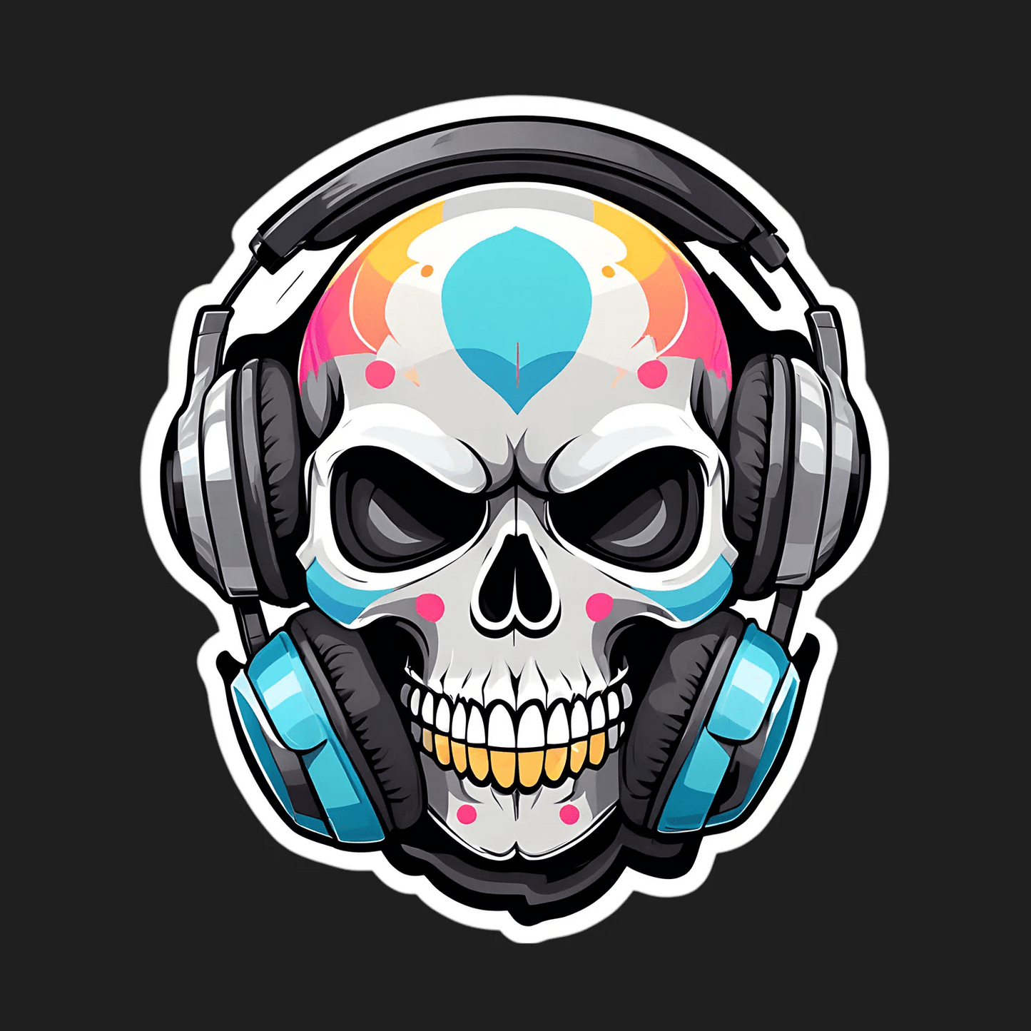 Skull Headphones - Sticker - Heat Press Transfer