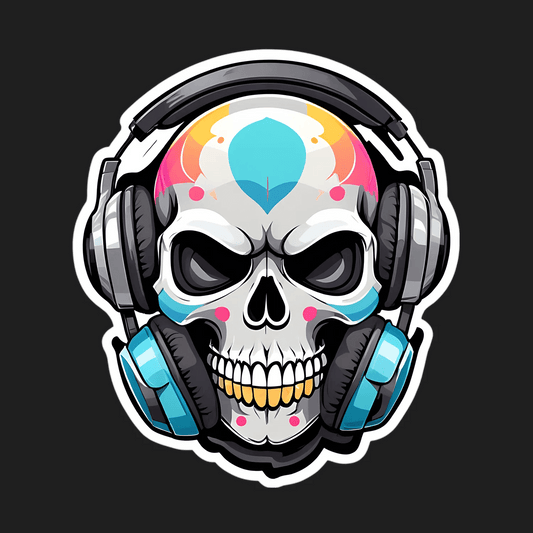 Skull Headphones - Sticker - Heat Press Transfer