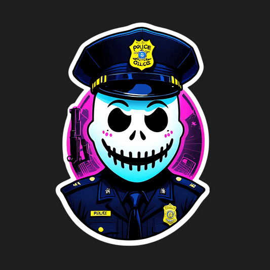 Skull Police Officer - Sticker - Heat Press Transfer