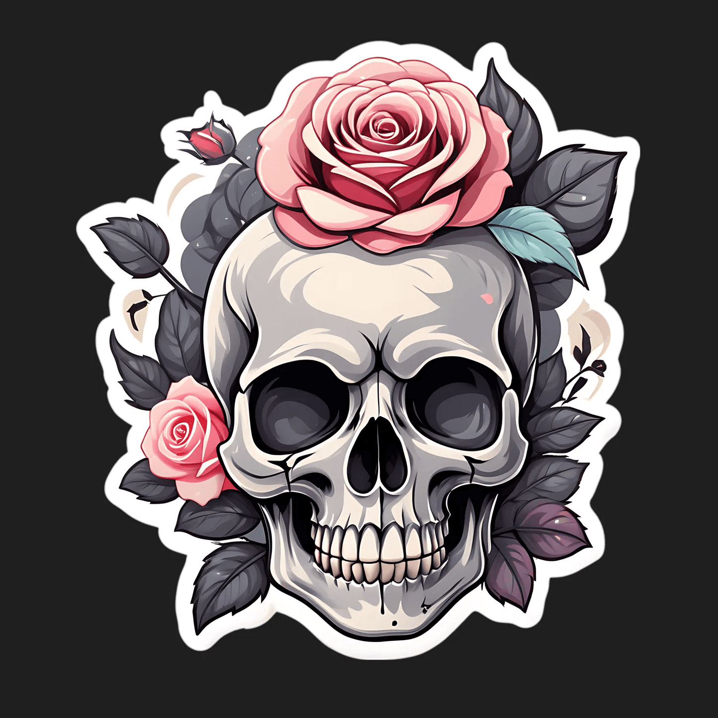 Skull Rose Decor - Sticker - Heat Press Transfer
