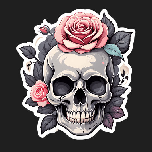 Skull Rose Decor - Sticker - Heat Press Transfer