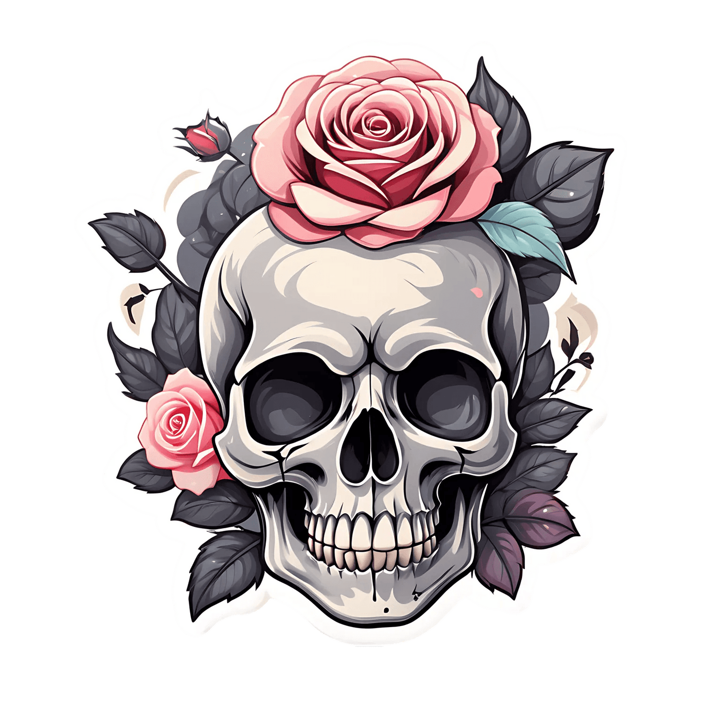 Skull Rose Decor - Sticker - Heat Press Transfer